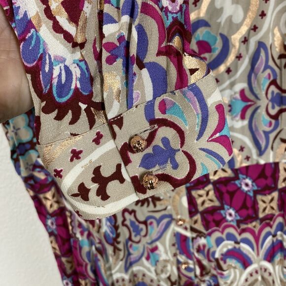 Soft Surroundings Pamero Soho Dress Womens Petite Medium Boho Maxi Button Up - Picture 5 of 11